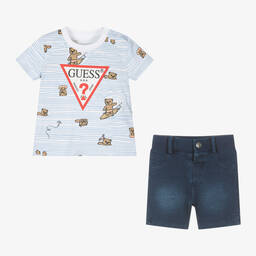 Guess-Baby Boys Blue Cotton Shorts Set | Childrensalon Outlet
