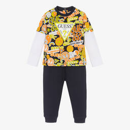 Guess-Baby Boys Blue Cotton Trousers Set | Childrensalon Outlet