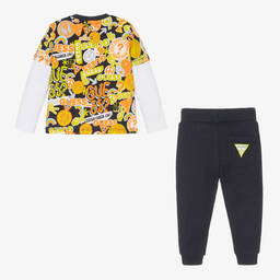 Guess-Baby Boys Blue Cotton Trousers Set | Childrensalon Outlet