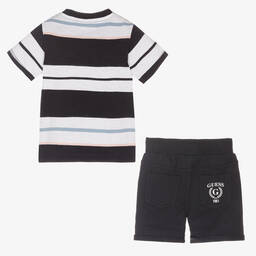 Guess-Baby Boys Blue Stripe Shorts Set | Childrensalon Outlet
