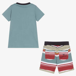 Guess-Baby Boys Blue Striped Shorts Set | Childrensalon Outlet