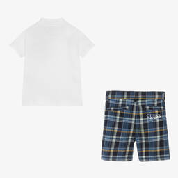 Guess-Baby Boys Blue & White Cotton Shorts Set | Childrensalon Outlet