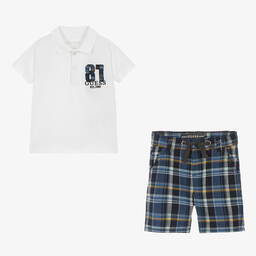 Guess-Baby Boys Blue & White Cotton Shorts Set | Childrensalon Outlet