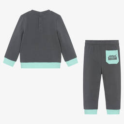 Guess-Baby Boys Grey Colourblock Tracksuit | Childrensalon Outlet