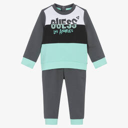 Guess-Baby Boys Grey Colourblock Tracksuit | Childrensalon Outlet
