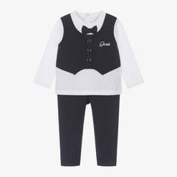 جيس-طقم بنطلون قطن جيرسي لون كحلي وأبيض للمواليد | Childrensalon Outlet