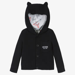Guess-Baby Boys Navy Blue Hooded Cardigan | Childrensalon Outlet