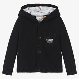 Guess-Baby Boys Navy Blue Hooded Cardigan | Childrensalon Outlet