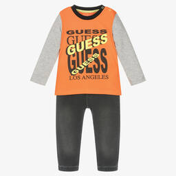 Guess-Baby Boys Orange Cotton Trousers Set | Childrensalon Outlet