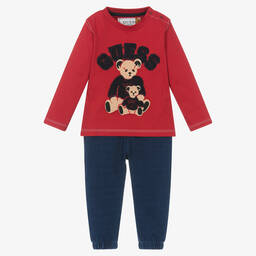 Guess-Красный топ и синие штанишки из хлопка | Childrensalon Outlet