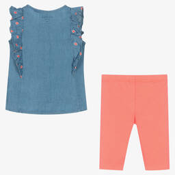 Guess-Baby Girls Chambray Blouse & Pink Leggings Set | Childrensalon Outlet