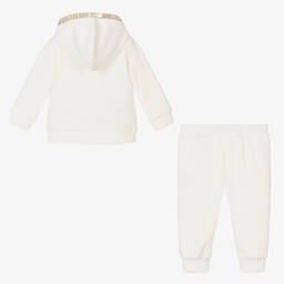 Guess-Baby Girls Ivory & Gold Velour Tracksuit | Childrensalon Outlet