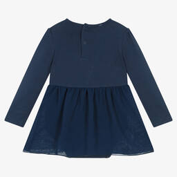 Guess-Baby Girls Navy Blue Cotton Dress | Childrensalon Outlet