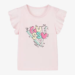 Guess-Baby Girls Pink Cotton T-Shirt | Childrensalon Outlet