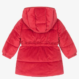Guess-Baby Girls Red Velvet Puffer Coat | Childrensalon Outlet