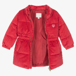 Guess-Baby Girls Red Velvet Puffer Coat | Childrensalon Outlet