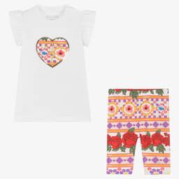 Guess-Baby Girls White & Colourful Print Leggings Set | Childrensalon Outlet