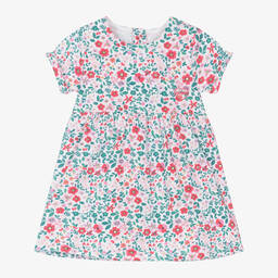 Guess-Baby Girls White Cotton Floral Dress | Childrensalon Outlet
