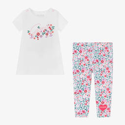 Guess-Baby Girls White Cotton Leggings Set | Childrensalon Outlet