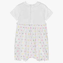 Guess-Baby Girls White Cotton Shortie | Childrensalon Outlet