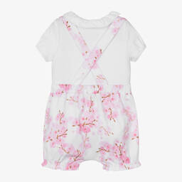 Guess-Baby Girls White & Pink Cotton Shorts Set | Childrensalon Outlet