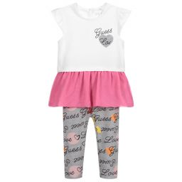Guess-Baby White & Pink Leggings Set | Childrensalon Outlet