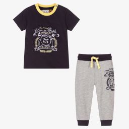 Guess-Blue & Grey Baby Trouser Set | Childrensalon Outlet