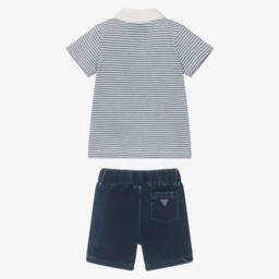 Guess-طقم بولو أزرق مع شورت جينز | Childrensalon Outlet