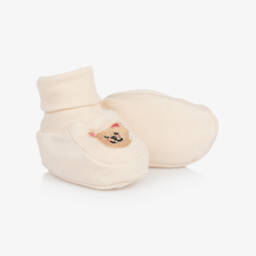 Guess-Boys Beige Bear Cotton Booties | Childrensalon Outlet