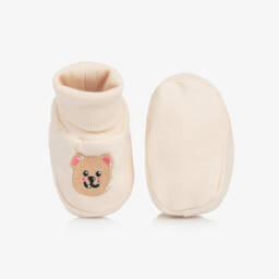Guess-Boys Beige Bear Cotton Booties | Childrensalon Outlet