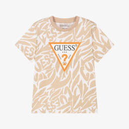 Guess-Boys Beige Cotton Tee Delight | Childrensalon Outlet