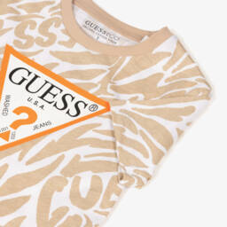 Guess-Boys Beige Cotton Tee Delight | Childrensalon Outlet
