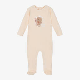 Guess-Boys Beige Gingerbread Velour Babygrow | Childrensalon Outlet