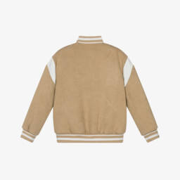 Guess-Boys Beige Suede-Style Varsity Coat | Childrensalon Outlet