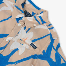 Guess-Boys Beige Tropical Open Collar Shirt | Childrensalon Outlet