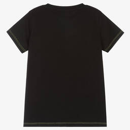 Guess-Boys Black Cotton Logo T-Shirt | Childrensalon Outlet