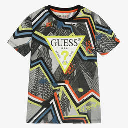 Guess T shirt noir imprim coton gar on Childrensalon Outlet