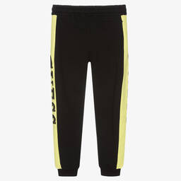 Guess-Boys Black & Green Logo Joggers | Childrensalon Outlet