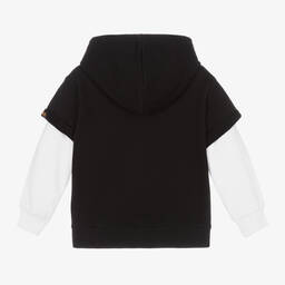Guess-Boys Black & White Cotton Hoodie | Childrensalon Outlet