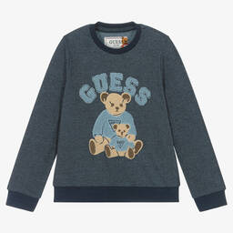 Guess-Boys Blue Cotton Bear Sweatshirt | Childrensalon Outlet