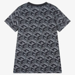 Guess-Boys Blue Cotton Geometric Print T-Shirt | Childrensalon Outlet