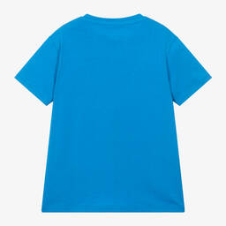 Guess-Boys Blue Cotton Geometric T-Shirt | Childrensalon Outlet
