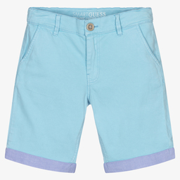 Guess-Boys Blue Cotton Shorts | Childrensalon Outlet