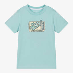Guess-تيشيرت قطن لون أزرق فاتح للأولاد | Childrensalon Outlet