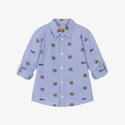 Guess-Boys Blue Cotton Teddy Bear Shirt | Childrensalon Outlet