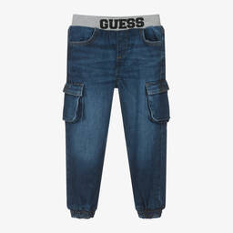 Guess-Boys Blue Denim Cargo Jeans | Childrensalon Outlet