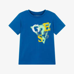 Guess-تي شيرت قطني أزرق برسومات للأولاد | Childrensalon Outlet