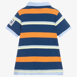 Guess-Boys Blue Striped Organic Cotton Polo Shirt | Childrensalon Outlet