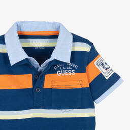 Guess-Boys Blue Striped Polo Shirt | Childrensalon Outlet