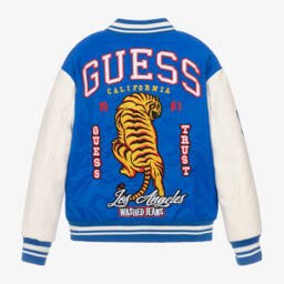 Guess-Boys Blue Tiger Varsity Jacket | Childrensalon Outlet